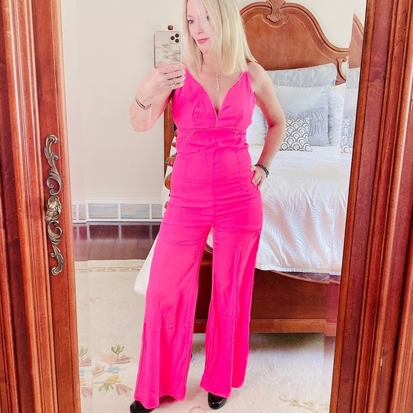 ROLY POLY neon pink wide leg romper - Picture 3 of 8